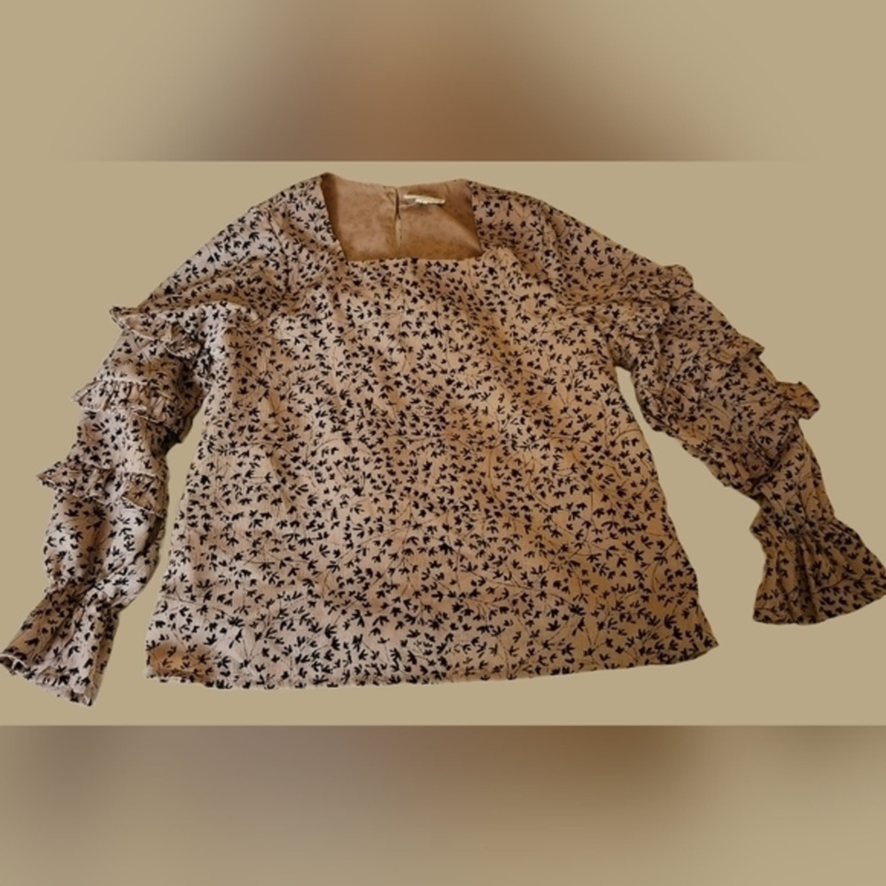 HAYDEN Girls Square Neck Ruffle Sleeve Top Girls‎ Size Small
